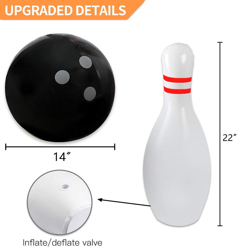 Novelty Place Inflatable Giant Bowling Game for Family - 14" Ball & 6 Oversized 22" Pins, Blow Up Yard Game Set for Backyard Camping Beach Indoor Playroom, Portable Easy Setup Party Activity - Image 3